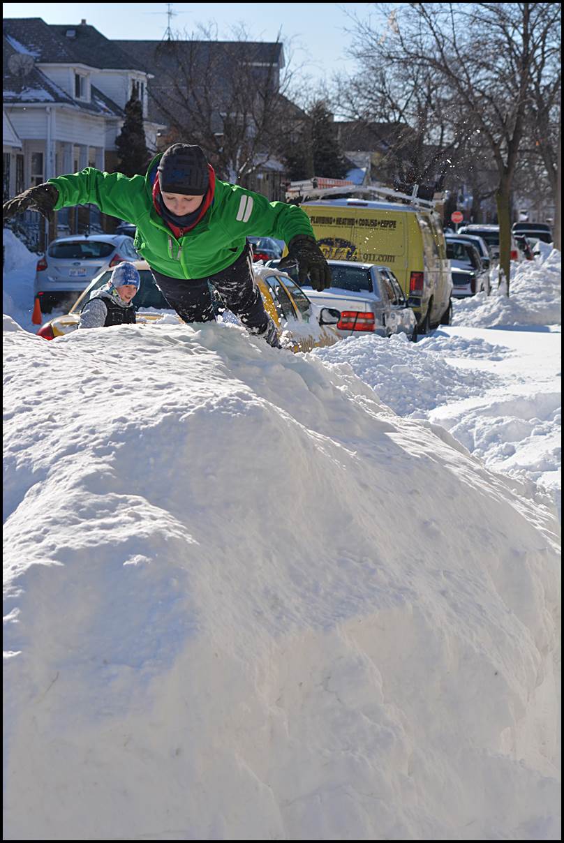 One way to embrace all this snow is to just, well, embrace it like this youngster on Botsford did on Monday.