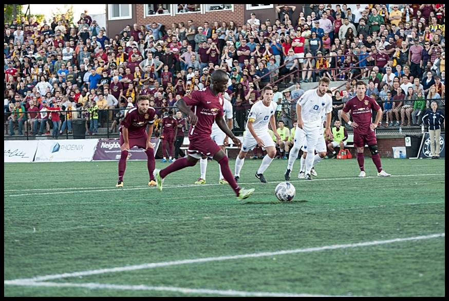 The Detroit City Football Club draws several thousand fans to their games at Keyworth Stadium. The club’s decision to relocate here in Hamtramck in 2016 has spurred an economic revival in town. Photo by Konrad Maziarz.