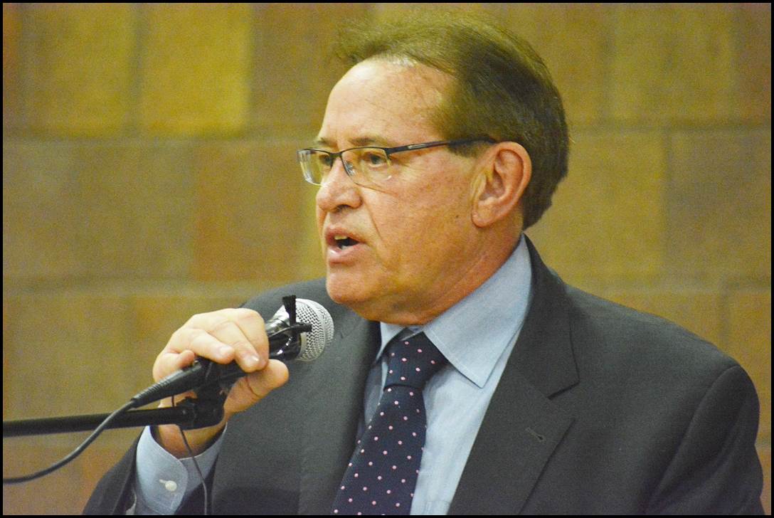 Hamtramck Public Schools Superintendent Tom Niczay prepares to speak at last week’s “State of the District” presentation.